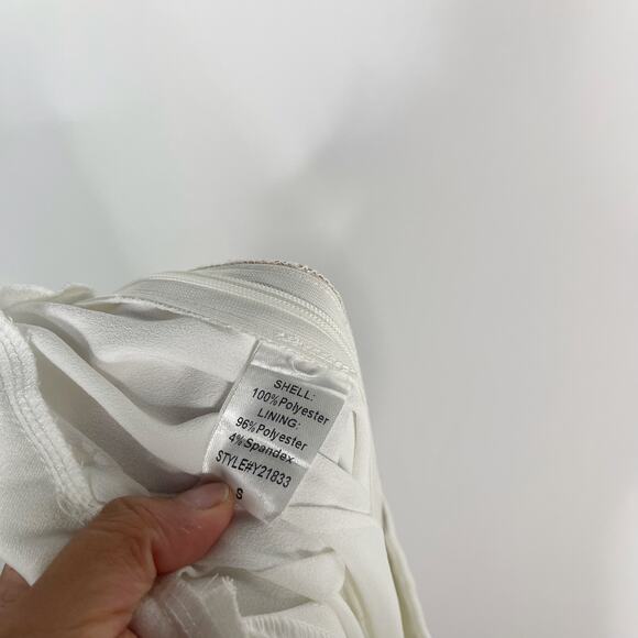 Talulah S White Pleated Wide Leg Pants Trousers Pockets High Waist Lightweight - Picture 10 of 11